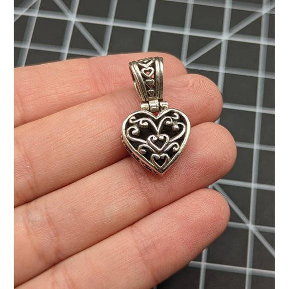 Sterling Silver 925 Openwork Swirl HEART Love Symbol PENDANT - Picture 10 of 11